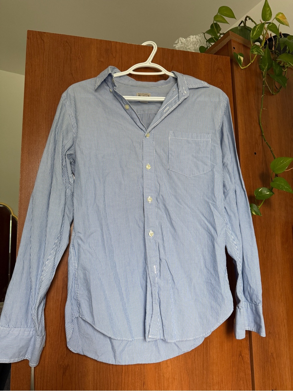 J. Crew Men's Blue & White Pinstripe Dress Shirt